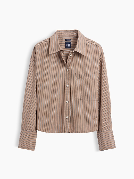 Image number 5 showing, Organic Cotton Poplin Oversized Crop Shirt