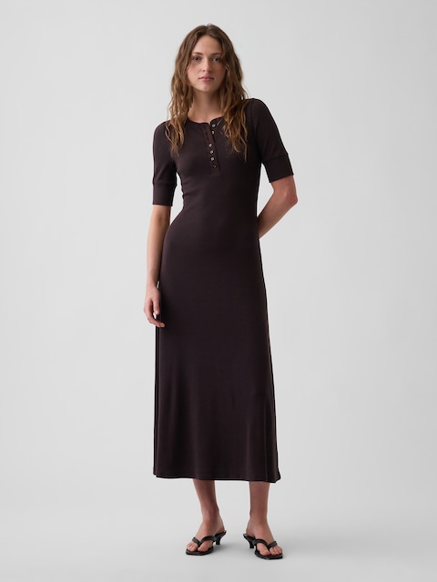 Modern Rib Henley Maxi Dress