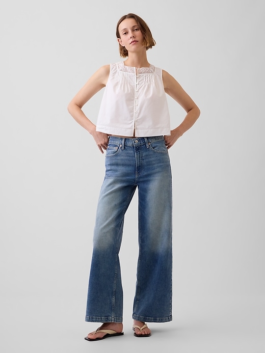 Image number 7 showing, High Rise Stride Wide-Leg Ankle Jeans