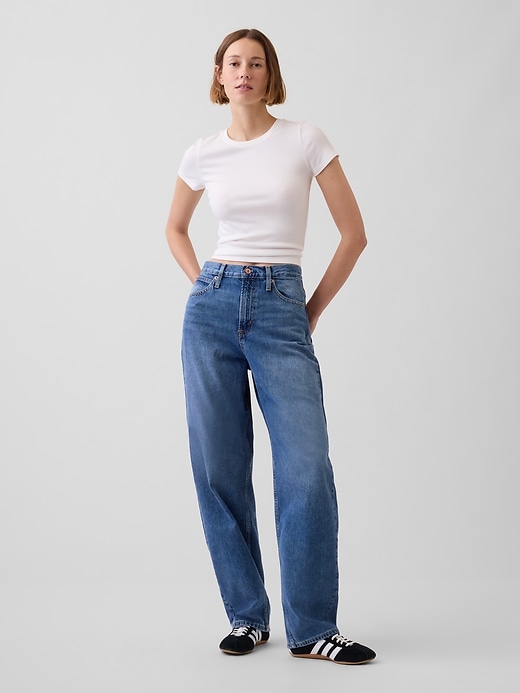Image number 1 showing, High Rise Barrel Jeans