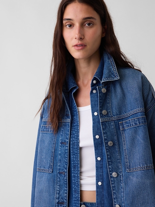 Image number 5 showing, Denim Oversized Shirt Jacket