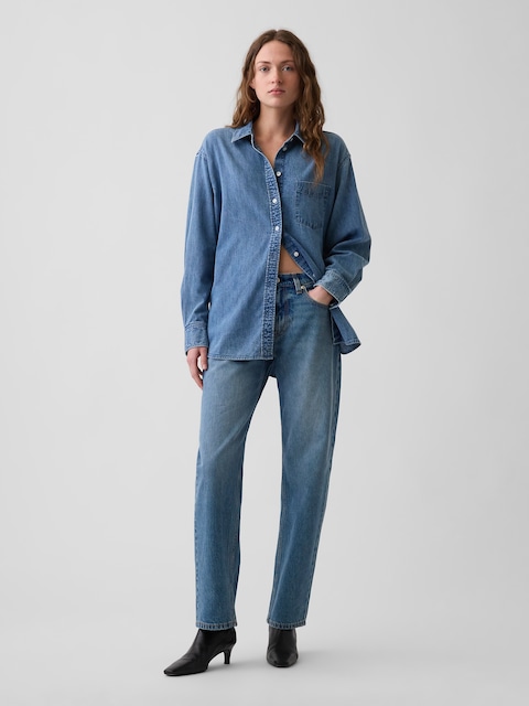 Mid Rise Straight Taper Jeans