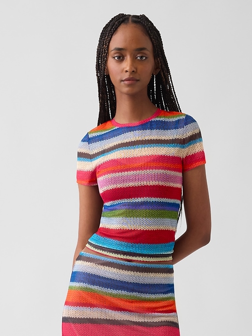 Image number 1 showing, GapStudio Happy Stripe Sheer T-Shirt