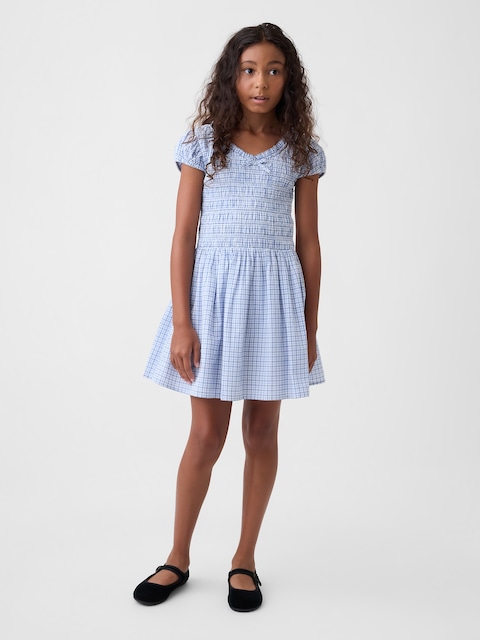 Kids Smocked Print Dress