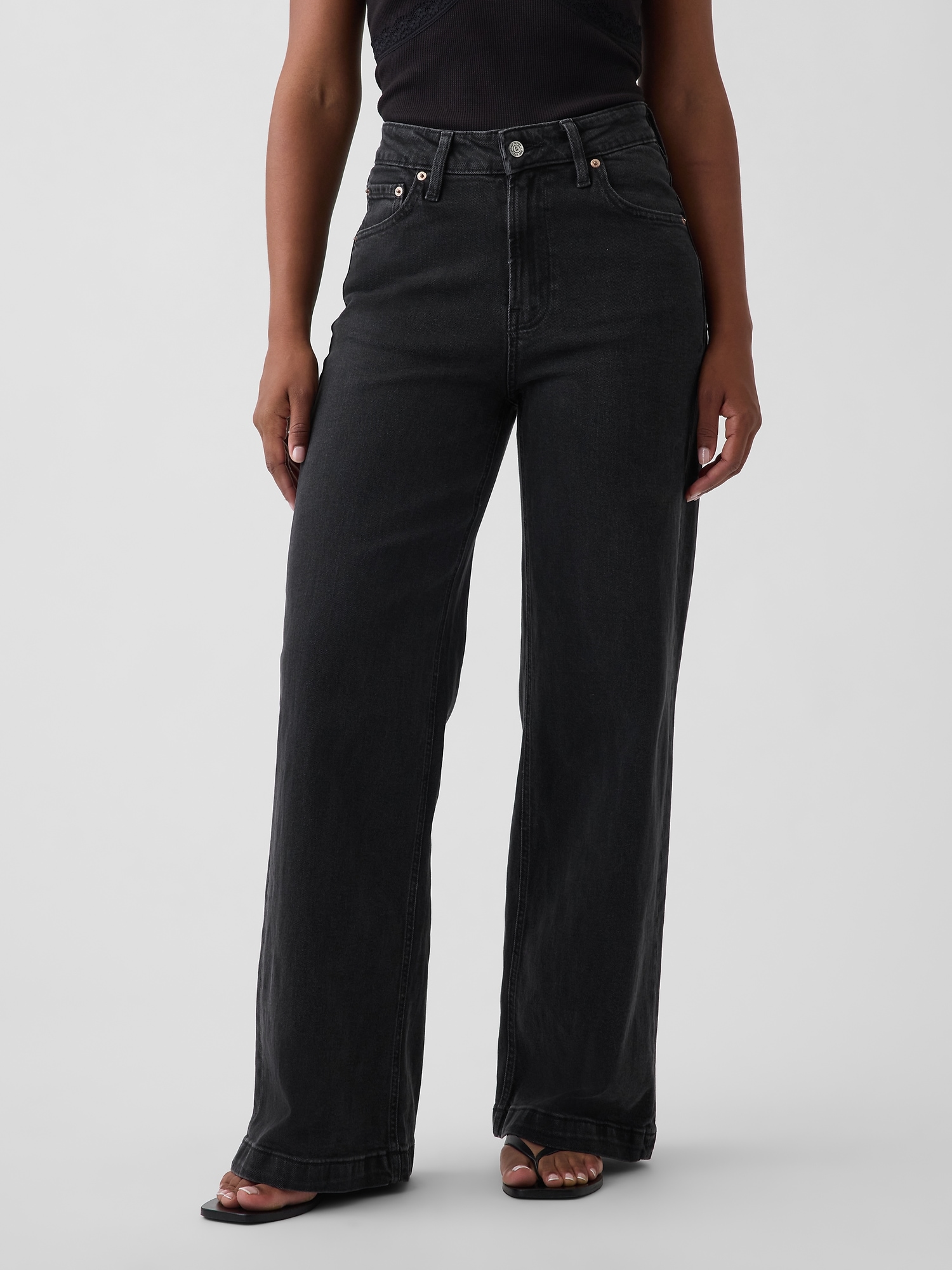 Curvy High Rise Stride Wide-Leg Jeans