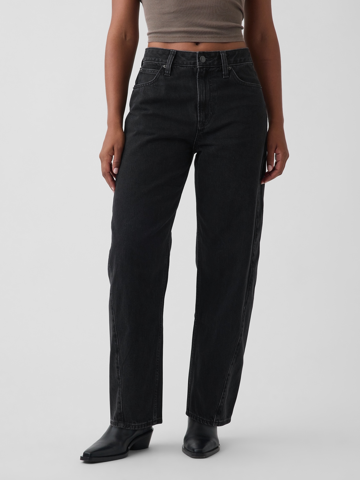 Женские джинсы Gap Curvy High Rise Barrel Jeans — фото 2