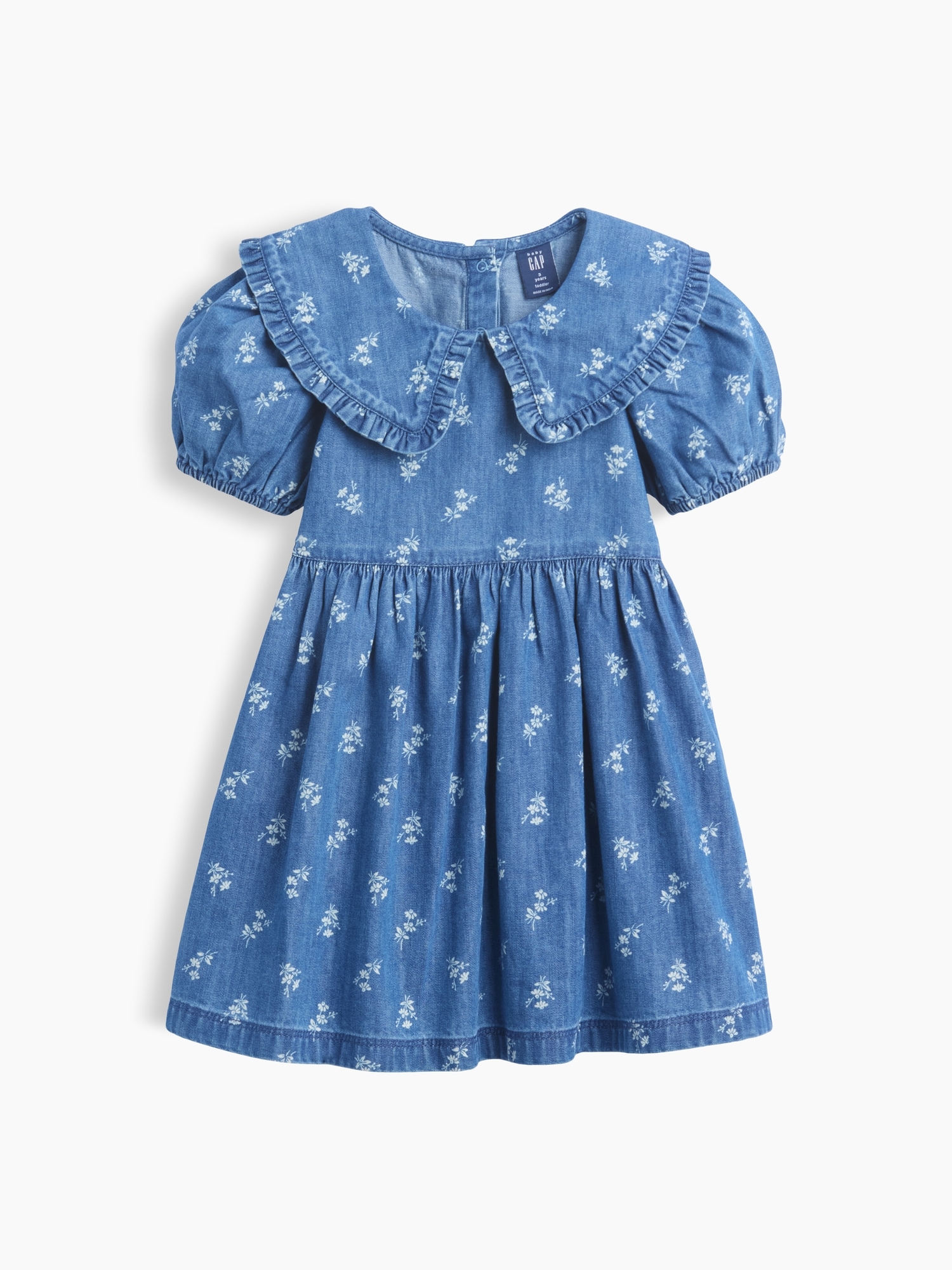 Платье Gap Denim Collared Floral Dress для малышей, цвет: Средняя варка — фото 2