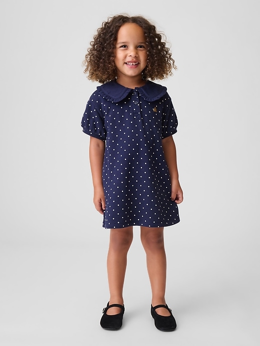 Image number 1 showing, Baby & Toddler French Terry Collared Print Dress