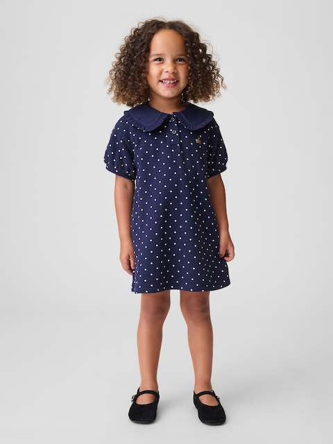 Baby & Toddler French Terry Collared Print Dress