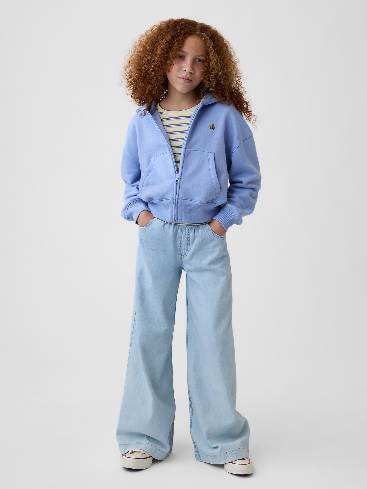 Детское худи Gap VintageSoft Oversized Logo Zip, цвет: Синий — фото 2