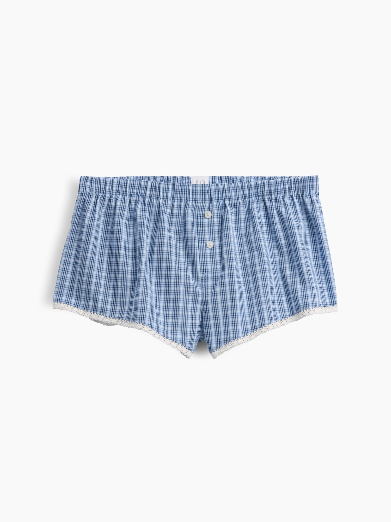 Женские шорты Gap Poplin Bloomer PJ, цвет: Синий клетчатый — фото 6