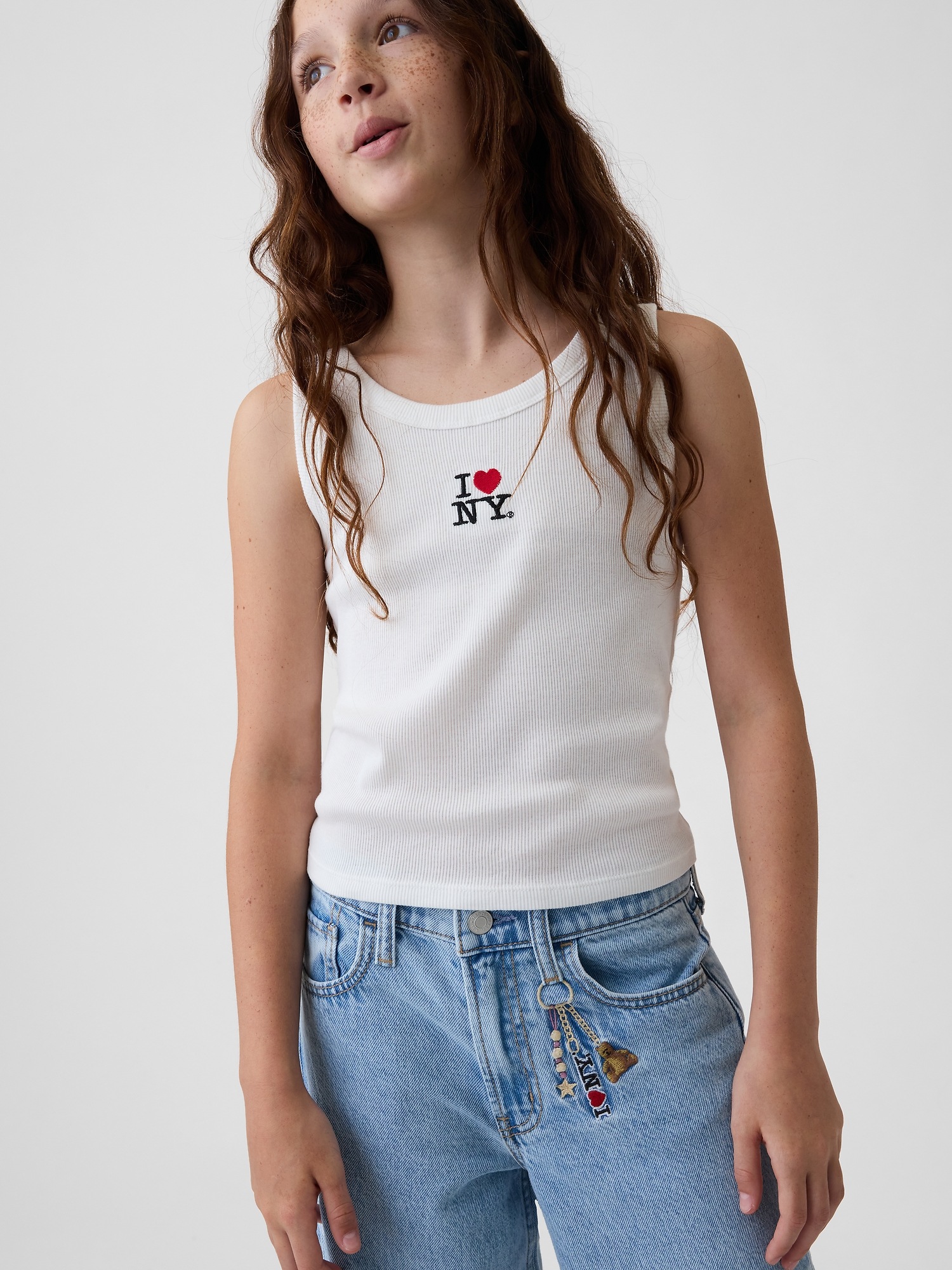 Детские джинсы Gap Kids Low Rise Embroidered I Heart NY Baggy Jeans — фото 5