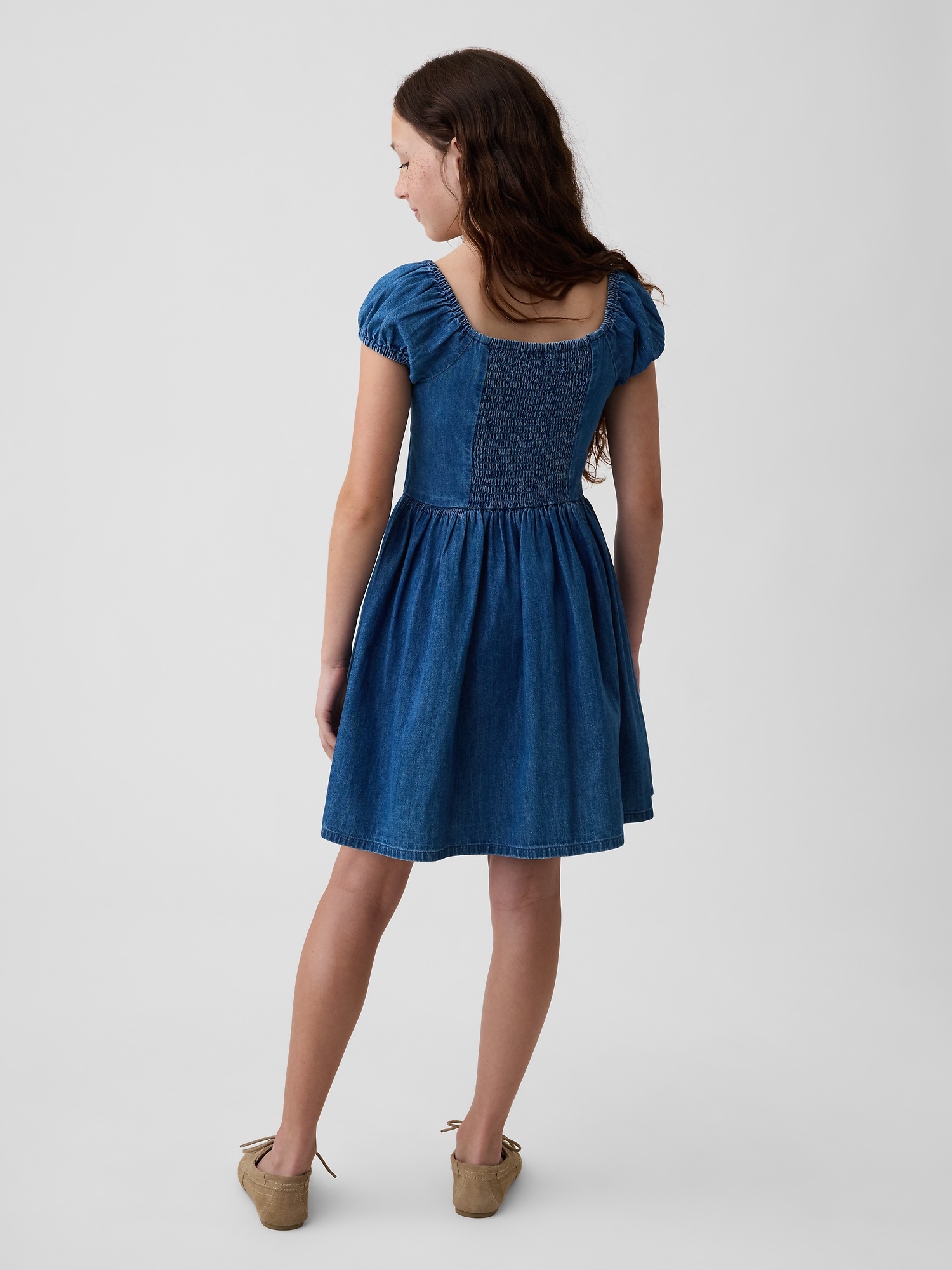 Gap Kids Denim Puff-Sleeve Mini Dress — фото 3