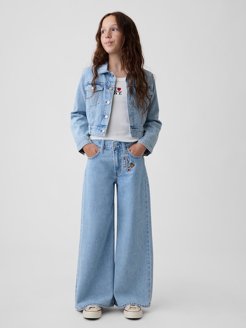 Kids Low Rise Embroidered I Heart NY Baggy Jeans