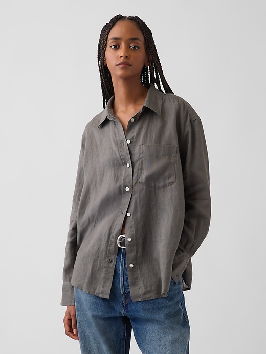 Image number 1 showing, 100% Linen Oversized Shirt