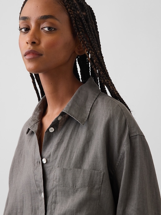 Image number 4 showing, 100% Linen Oversized Shirt