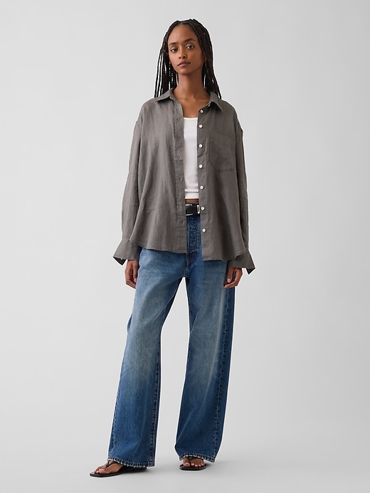 Image number 2 showing, 100% Linen Oversized Shirt