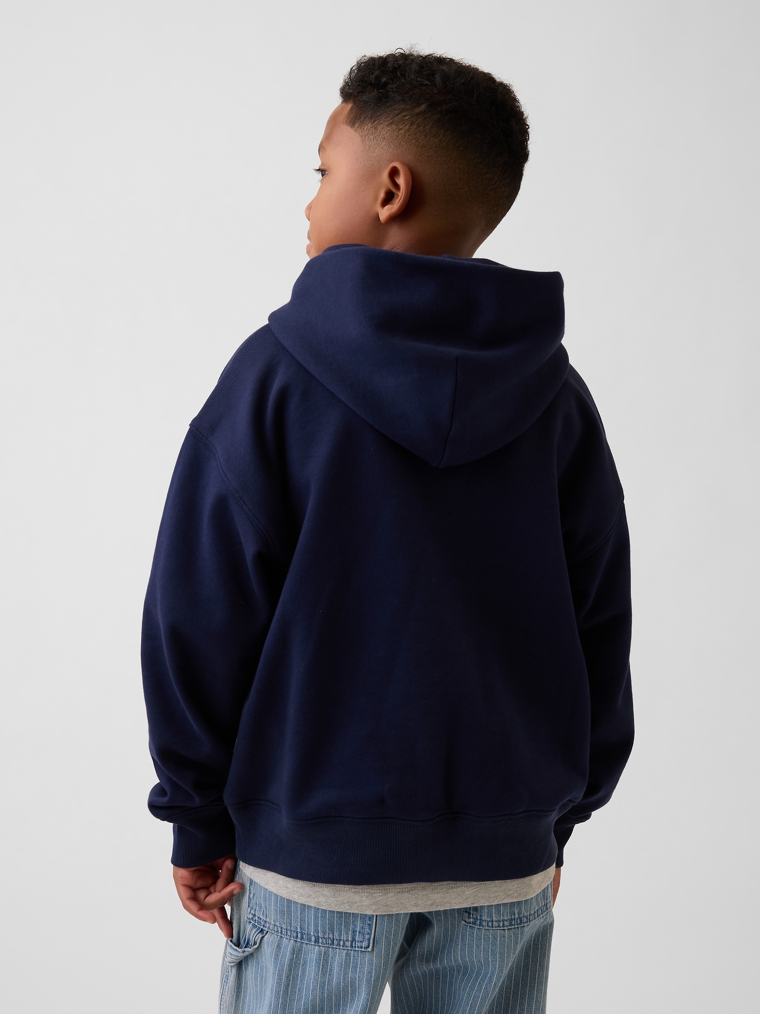 Детское худи Gap Heavyweight Relaxed, цвет: Синий — фото 3