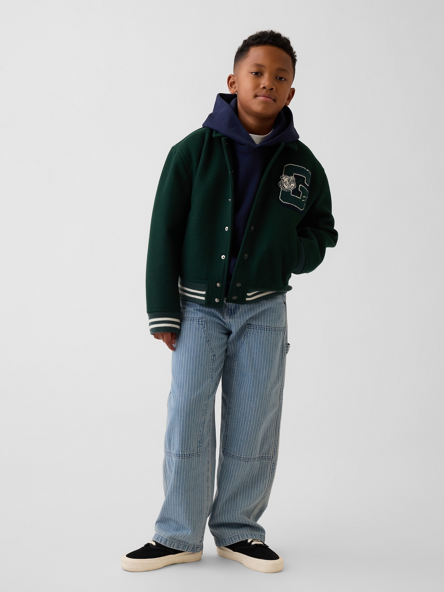 Детское худи Gap Heavyweight Relaxed, цвет: Синий — фото 4