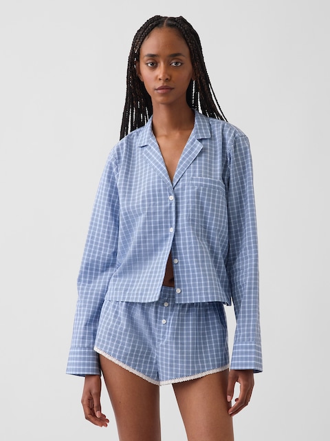Poplin Oversized Crop PJ Shirt
