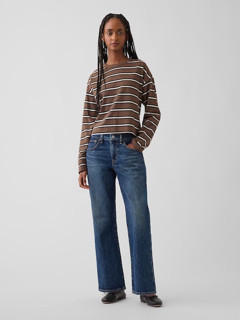 Mid Rise Flare Crop Jeans