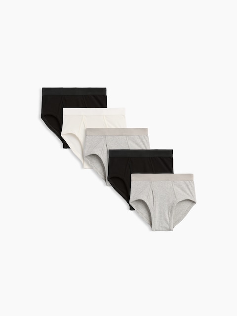 Kids Organic Stretch Cotton Basic Briefs (5-Pack) - Grey Multi