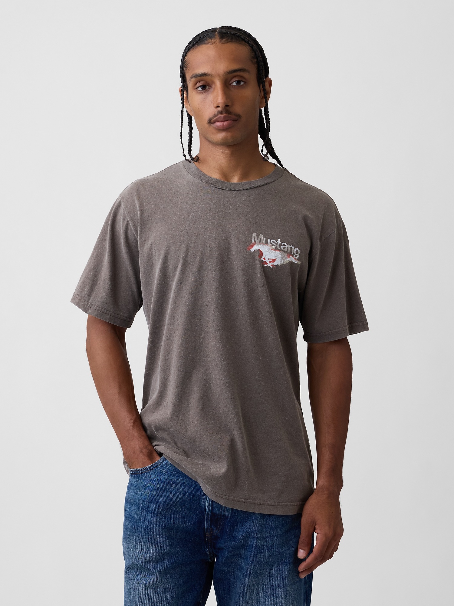 Мужские футболки Gap Ford Mustang Heavyweight Crop Graphic T-Shirt