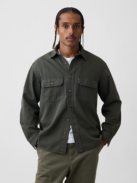 Image number 1 showing, UltraSoft Denim Relaxed Utility Shirt