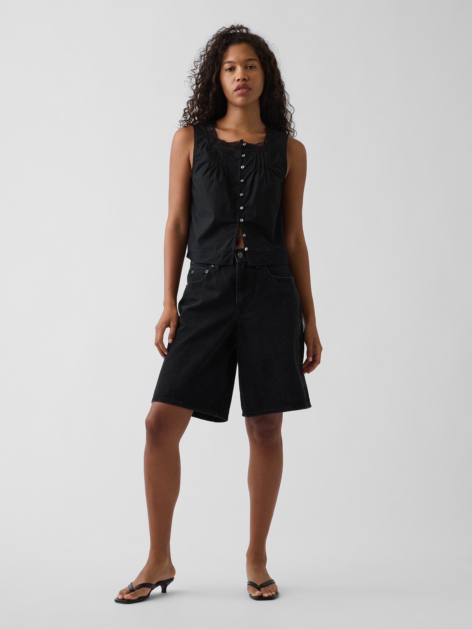Poplin Pintuck Shell Top