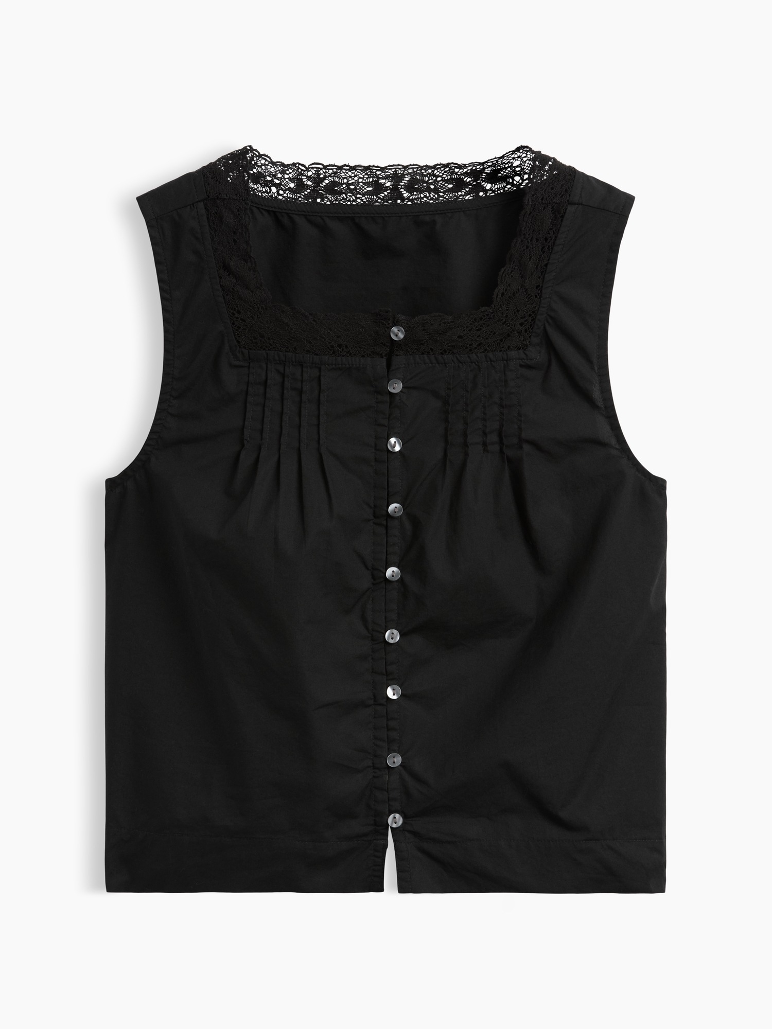 Женский топ Gap Poplin Pintuck Shell Top, цвет: Чёрный — фото 6