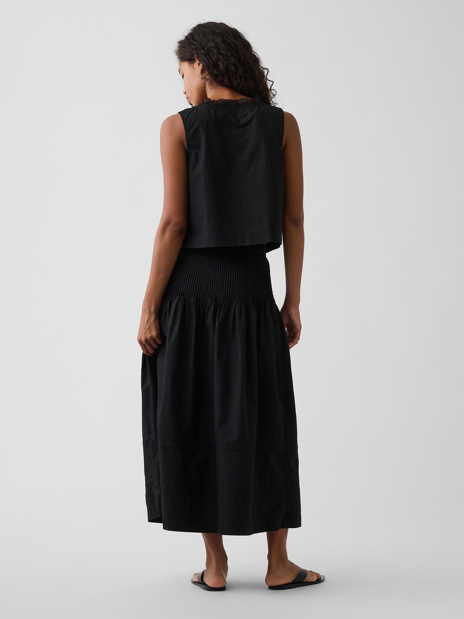 Poplin Pintuck Maxi Skirt | Gap