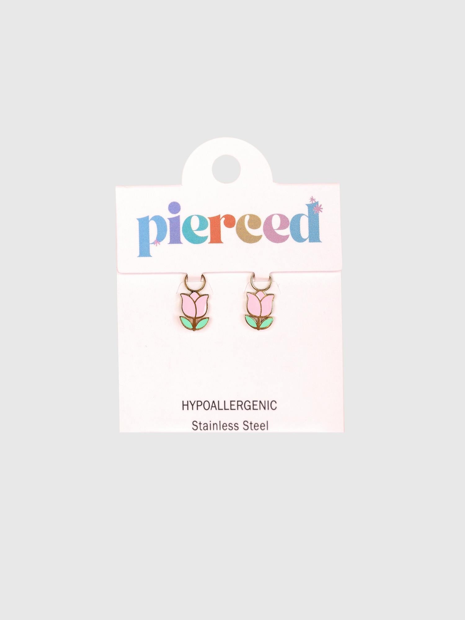 Pierced Co Pink Tulip Charms for Huggie Earrings