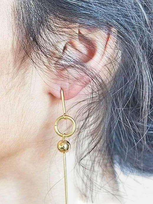 Image number 2 showing, Admiral Row Gold Geometric Circle Drop Earrings