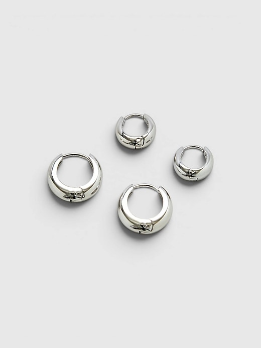Image number 1 showing, Admiral Row Silver Medium Double Pack - Hoop Earrings