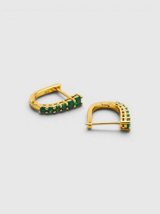 Image number 2 showing, Admiral Row Green CZ Huggie Hoop Earrings