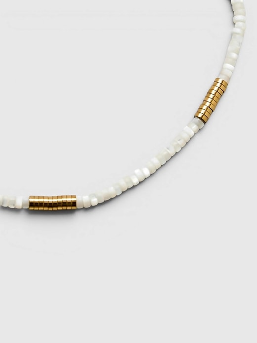Image number 3 showing, Admiral Row Beaded Mother of Pearl and Gold Necklace