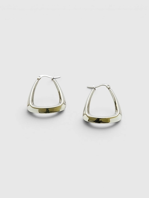 Image number 1 showing, Admiral Row Medium Silver Triangle Hoop Earrings