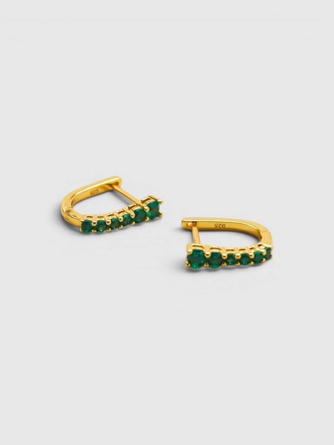 Admiral Row Green CZ Huggie Hoop Earrings