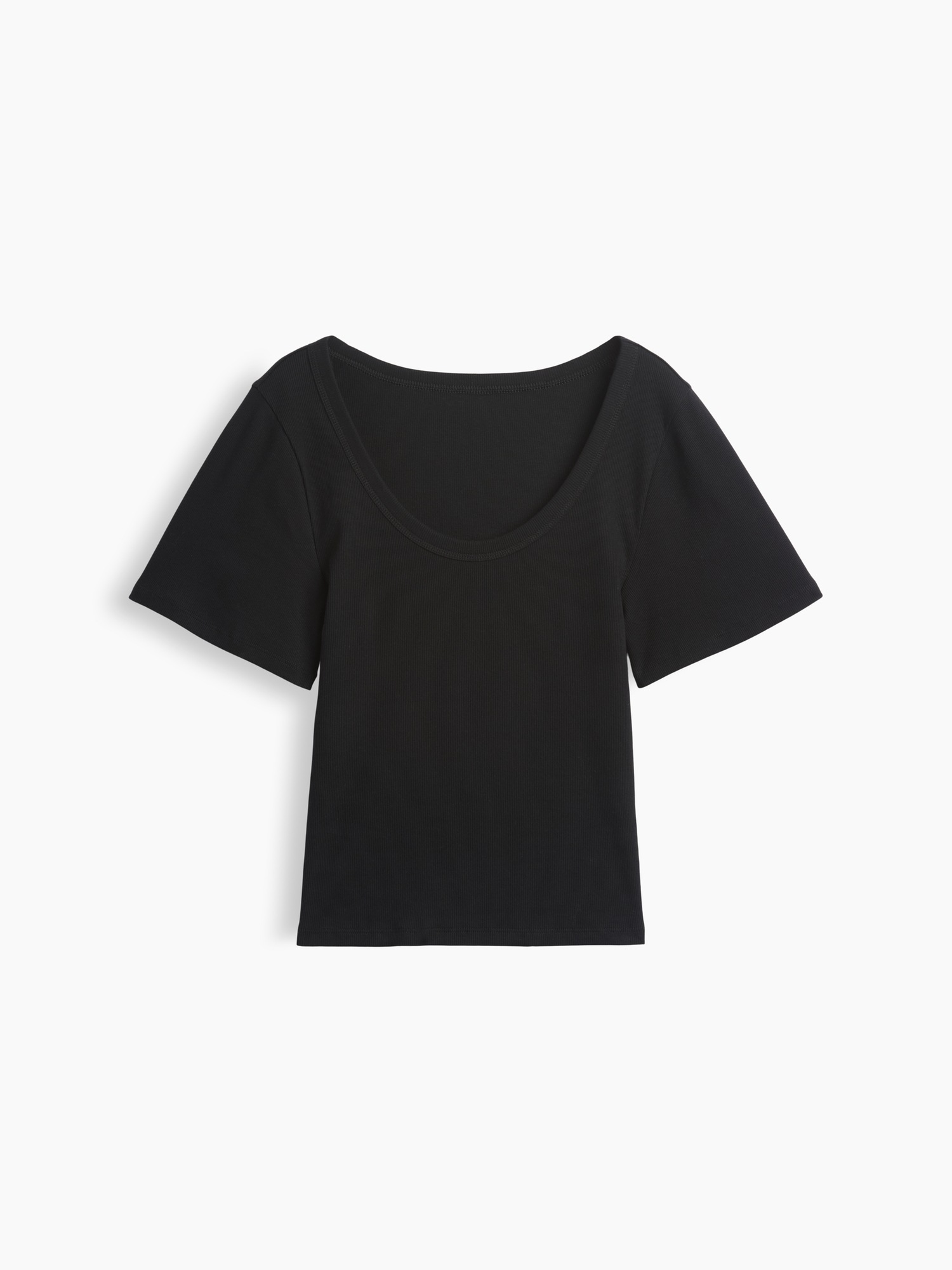 Женская футболка Gap Rib Scoop, цвет: Чёрный — фото 5