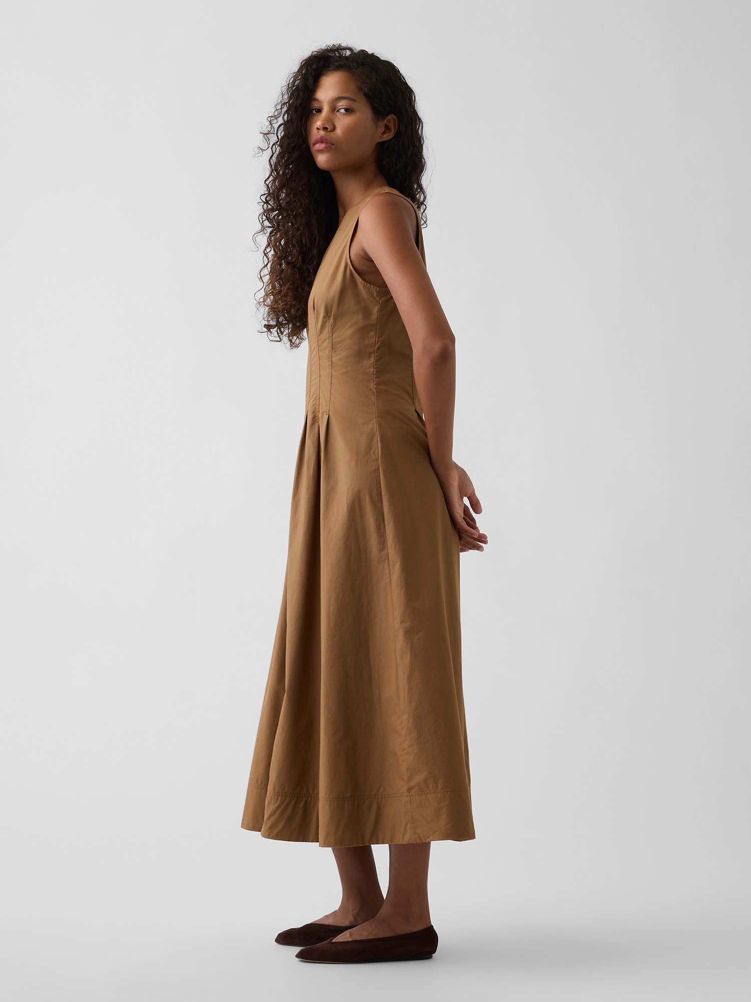 Женские платья Gap Poplin V-Neck Cinched Maxi Dress — фото 2