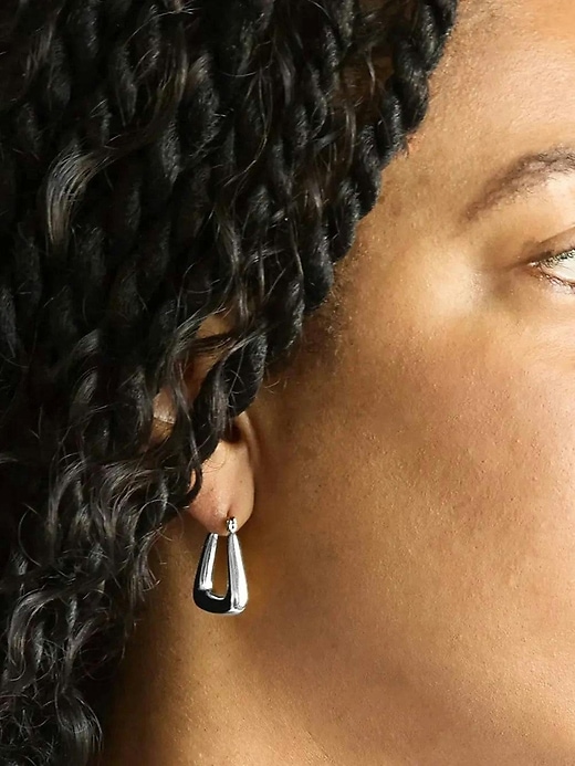 Image number 2 showing, Admiral Row Silver Triangle Hoop Earrings