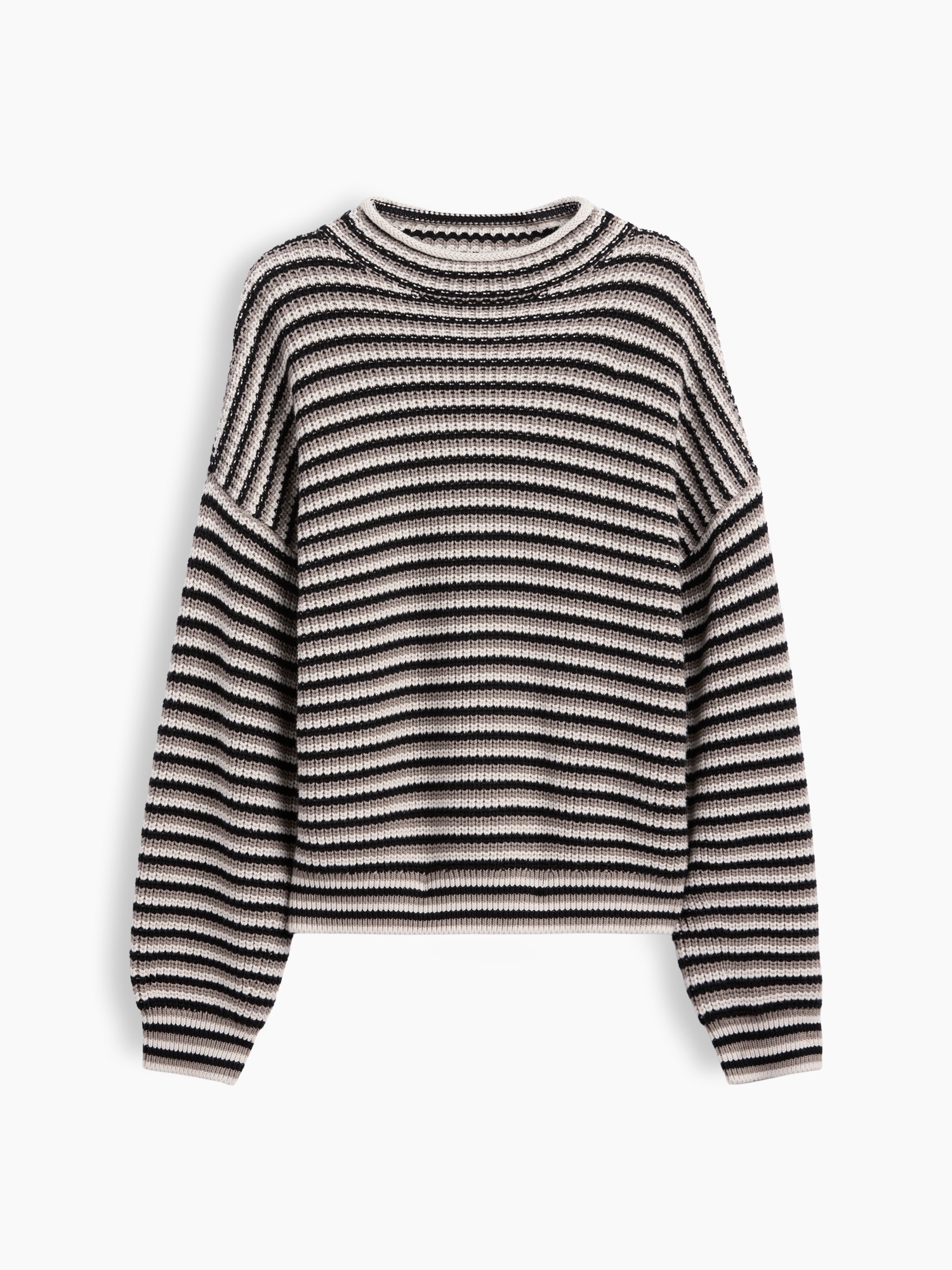 Женский свитер Gap 100% Cotton Oversized Rollneck, цвет: Чёрный / Серый — фото 5