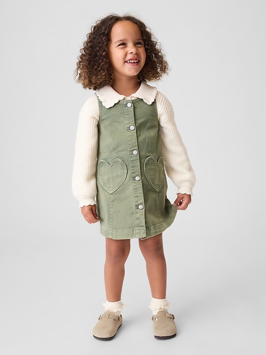 Image number 1 showing, Baby & Toddler Denim Heart Pocket Shift Dress