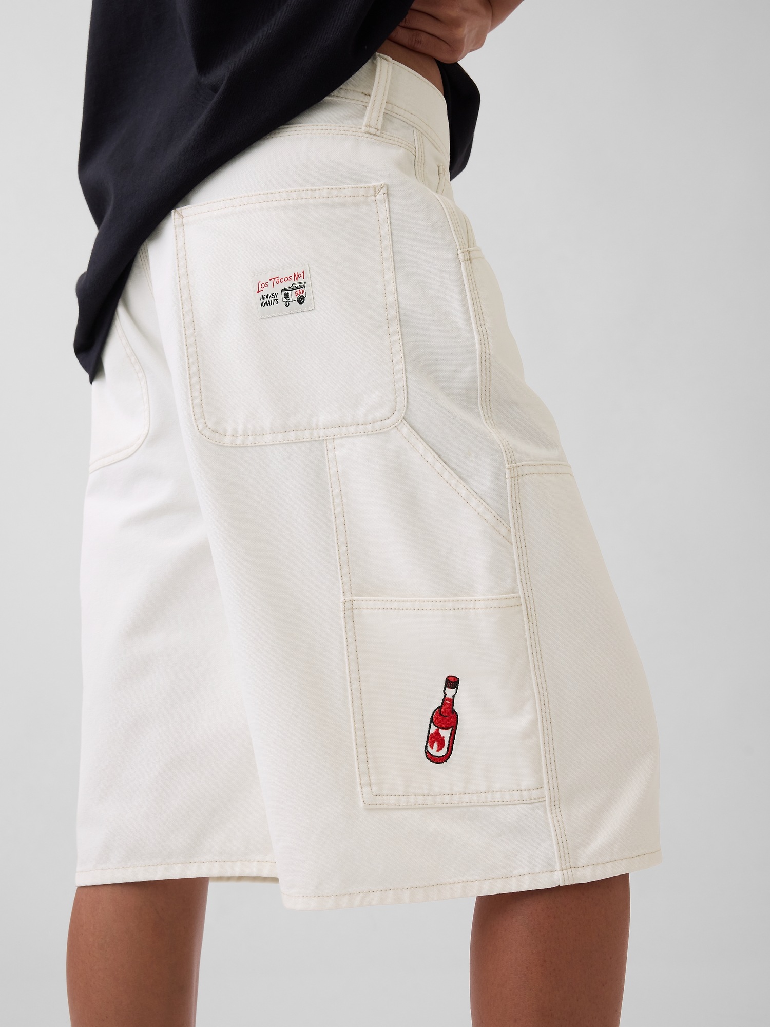 Шорты Gap Adult Los Tacos No. 1 Canvas Denim Baggy Carpenter, цвет: Серо-бежевый — фото 7