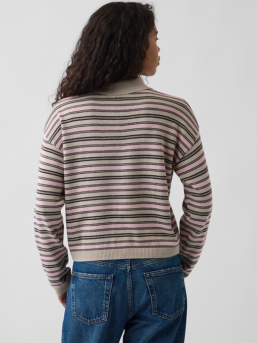 Image number 3 showing, 100% Cotton Relaxed Polo Sweater