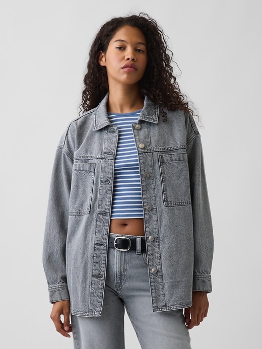 Image number 1 showing, Denim Oversized Shirt Jacket