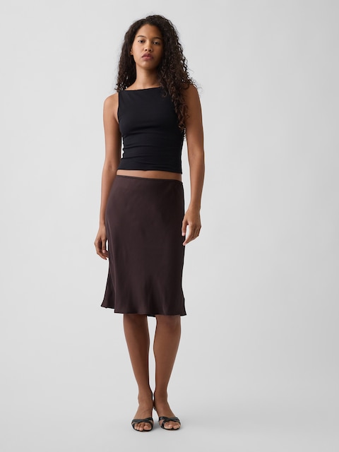 Satin Bias-Cut Skirt