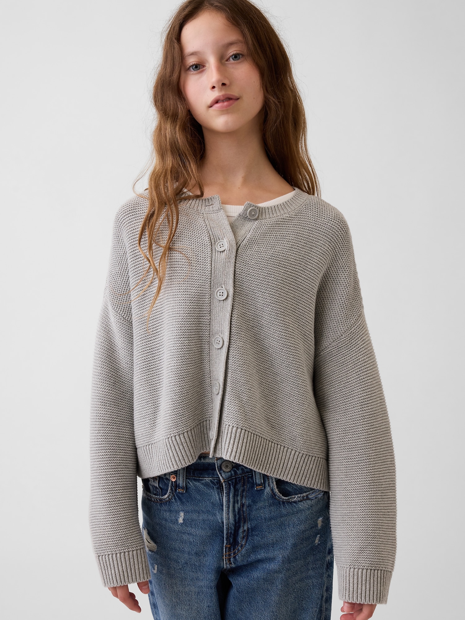 Kids Oversized Boxy Cardigan Sweater