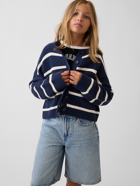 Kids 100% Cotton Oversized Boxy Cardigan Sweater