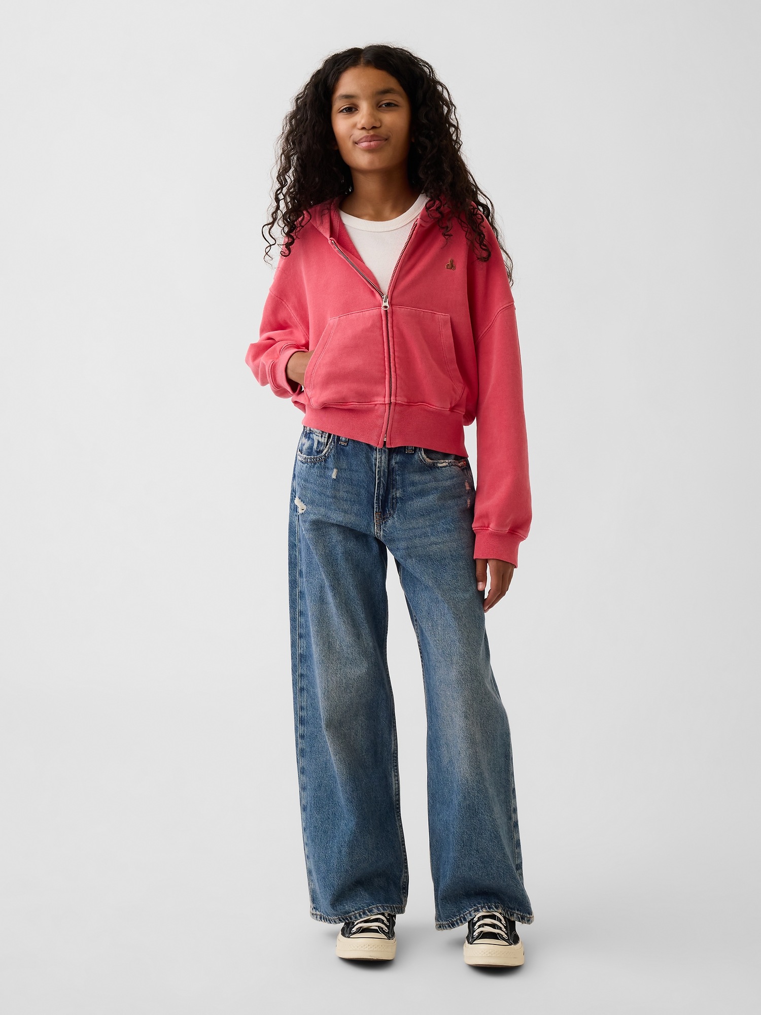 Детское худи Gap VintageSoft Terry Wedge Zip, цвет: Красный — фото 2